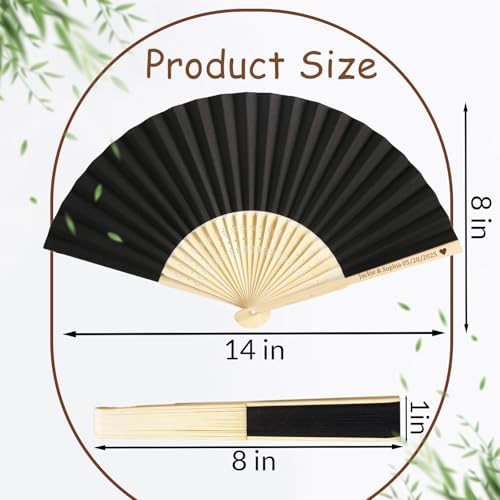 HJX 100Pcs Personalized Wedding Fan for Guests Engraved Paper Folding Fans - Image 4