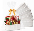 10 Pack White Woven Gift Baskets with Gift Bags and Ribbons, 12"x8"x5" by EUVBOKW