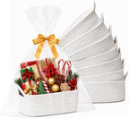 10 Pack White Woven Gift Baskets with Gift Bags and Ribbons, 12"x8"x5" by EUVBOKW