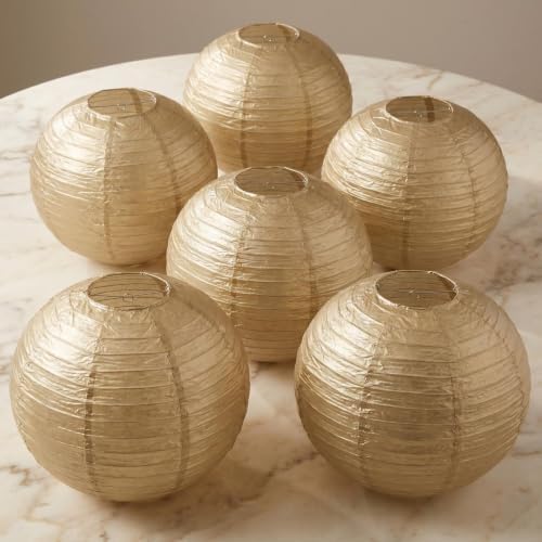 Generic Paper Lanterns Round Decorative Ball Lanterns Lamps for Weddings, Birthdays, Parties and Events 16-Inch 5 Packs (Gold) - Image 7