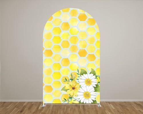 Honey Bee Arch Stretchy Covers for Birthday Party Decoration Honeycomb Flower Arched Stand Cover Baby Shower Favors Props(Only Cover) - Image 2