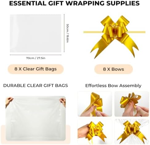 8 Pack Small Woven Baskets, 12"x 8"x 5" Empty Gift Baskets with Gift Bags and Bows, Gift Baskets for Christmas Mother's Day, Baby Showers, Birthdays, Raffle Storage Basket with Handles, White - Image 3