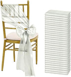 fani Silver Satin Chair Straps Bows,60 PCS 7x108 Inch,Chair Sash by fani