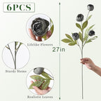 6 Pcs 27" Faux Silk Peony Artificial Flowers Stems for Vase (Dark Gray) - Image 5