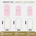 Arch Backdrop Stand and Cover Set, 3 Metal Balloon Arch Backdrop 4ft 5ft 6ft, Gold Arched Stand Frame for Wedding, Parties,Birthday, Event Decorations (Pale Pink,4ft+5ft+6ft) - Image 2