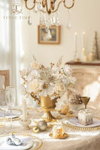 TINGE TIME Christmas Artificial Flowers Combo, Poinsettia White Gold - Image 3
