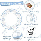 200Pcs Blue Bow Baby Shower Party Decorations Bowknot Birthday Tableware Dinnerware Set Scalloped Paper Disposable Plates Napkins for Baby Shower Bachelorette Engagement Party Supplies Serves 50 Guest - Image 3