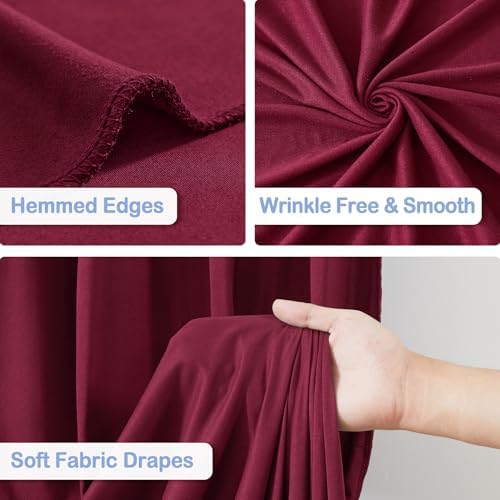 8 Panels Burgundy Backdrop Curtains - Wrinkle Free Fabric Backdrop Curtain for Photoshoot, 10FT Wedding Party Photo Backdrop Drapes for Birthday Baby Shower Photography Stage Background Decorations - Image 2