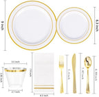 GATHER 350PCS White and Gold Plates Dinnerware Set for Wedding Party - Image 2