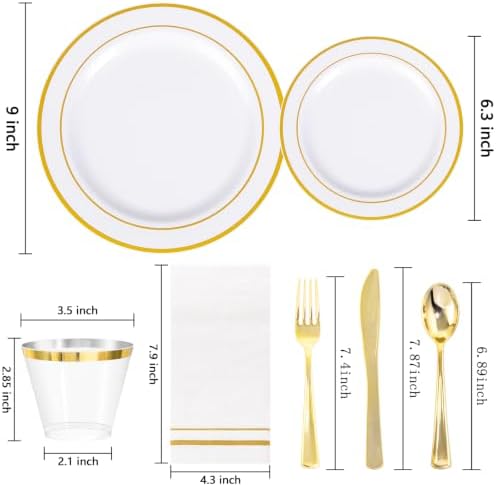 GATHER 350PCS White and Gold Plates Dinnerware Set for Wedding Party - Image 2