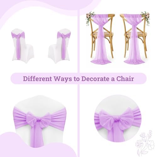 MDS Pack of 100 Chiffon Chair Sashes for Wedding & Event Décor - Orchid - Image 4