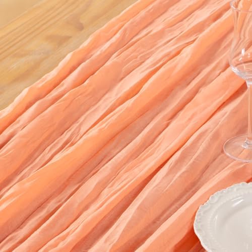 DeZerlor Peach Cheesecloth Table Runners 12 Pack Summer Boho Runners - Image 6
