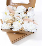 SwanMoon 2Boxs Artificial Flowers Combo Box Set, 33pcs Pure White Flowers Mix Silk Roses & Peony with Stems for DIY Wedding Bouquets, Baby Shower, Party Centerpieces & Home Decor by SwanMoon