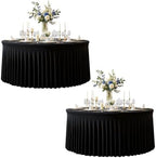 2 Pack Black Round Tablecloths, 60 Inch Spandex Stretchy Table Cloth by Torrowsrort