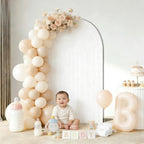 Double-Sided Arch Frame Fabric Cover Beige White Ripples Arched Panel Stand Cover for Wedding Birthday Baby Shower Parties Decoration (White-HP461,4X7ft) - Image 3