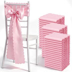 50 Pcs Pink Satin Chair Sashes Bows, 7 x 108 Inch by Unknown
