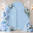 Baby Blue Arch Cover 7.2ft 6.6ft 6ft Spandex Arch Backdrop Cover Set of 3 Blue Arch Covers Stretchy Backdrop Bridal Baby Shower Boy Birthday Party Wedding Balloon Arch Backdrop Stand Cover - Image 2