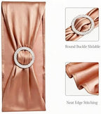 Pack of 50 Spandex Rose Gold Chair Sashes for Wedding Pink Gold Chair Bows Sashes Chair Bands Buckles Fitting Birthday Party Events Bridal Baby Shower Chair Decorations - Image 4