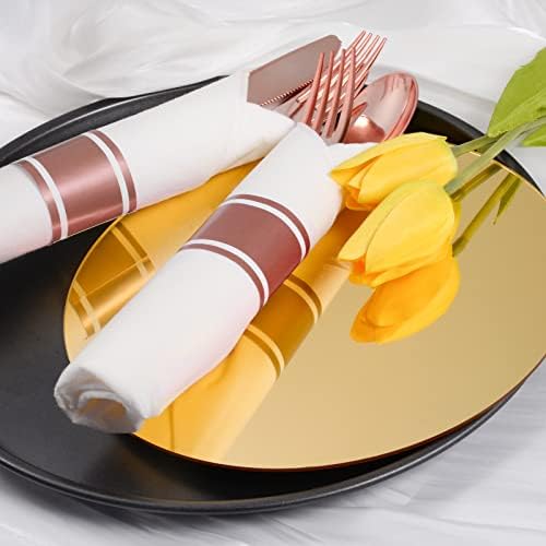 100Pack Rose Gold Disposable Plastic Silverware with Napkins - Image 5