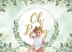 10x6.5FT Baby Shower Backdrop Oh Baby Sign Eucalyptus Greenery Wreath Background for Boys Girls Kids Gender Reveal Party Decorations Family Photo Booth Props - Image 2