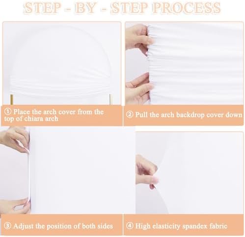 Set of 2 Wedding Arch Cover 7.2ft 6ft White Arch Cover Chiara Backdrop Cover Spandex Fitted Arch Stand Cover Balloon Arch Covers Stretchy Backdrop for Baby Shower Party Ceremony Decoration - Image 6