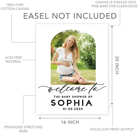 Andaz Press 16"x20" Personalized Canvas Baby Shower Welcome Sign, Custom Photo Boho Arch Gender Neutral Large Welcome Baby Shower Sign for Easel Stand, Baby Shower Decorations - Image 5