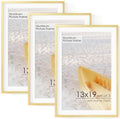 FLYJOE 13x19 Metal Picture Frame for Wall With Mat for 11x17, 13''x19'' Aluminum Photo Frames With Tempered Glass for Home Decor, Minimalist Modern Poster Frame Horizontal And Vertical Formats, Gold by FLYJOE