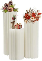 3Pcs Cylinder Stands for Party Foldable Cardboard Centerpiece Display Round Stands Centerpiece Cake Pedestal Stand 55-66LBS for Wedding Party Birthday Decor 60/80/100cm High (3Pcs-1) by Unknown