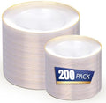 bUCLA 200PCS Clear and Gold Plastic Plates - Clear Disposable Plates with Gold Rim, Includes 100 PCS 10 inch Dinner Plates and 100 PCS 7 inch Dessert Plates for Party&Wedding by BUCLA