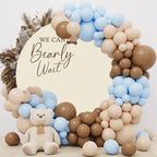 6.5x6.5ft Polyester Pure Beige Round Backdrop Cover We Can Bearly Wait Cute Bear Baby Shower Circle Background Arch Stand Cover for Gender Reveal Pregnancy Announcement Party Decorations - Image 4