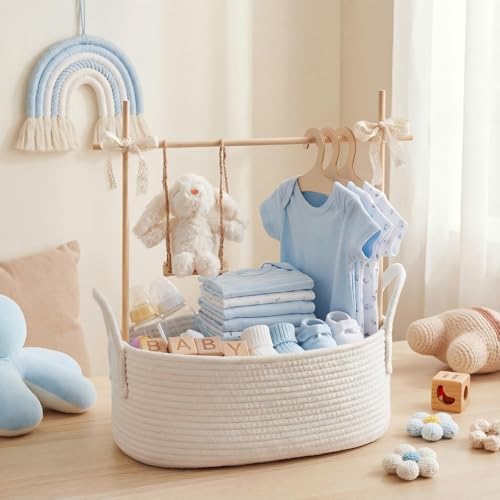 Baby Shower Basket Gift Set Baby Crate Closet,White - Image 4