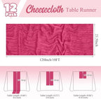 12 Pack Hot Pink Table Runner 10Ft Cheesecloth Table Runner Rustic Gauze Table Runners Romantic Long Sheer Fabric Cheese Cloth Table Runners for Wedding Party Bridal Baby Shower - Image 2
