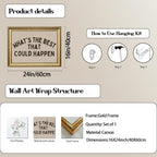 What's the Best That Could Happen Wall Art Minimalist Inspirational Quote Wall Decor Picture Preppy Positive Dorm Sign Poster Canvas Painting Print for Bedroom Living Room 24x16 inch Gold Framed - Image 2