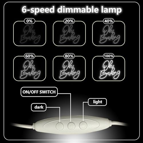 Oh Baby Neon Sign, Baby Shower LED Neon Light Signs for Backdrop Party Wall Decor Bedroom Light Up Sign for Gender Reveal Birthday Party Decorations Gift White Dimmable USB Powered(14.2"*12.9") - Image 4