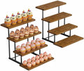 Emfogo Wooden Cupcake Display Stand, 4 Tier Rectangular Tiered Dessert Stands, Dessert Table Display Set for Vendor Booth Party Large Cup Cake Tower for Cup Cake Cookie Food (2 Pack) by Emfogo