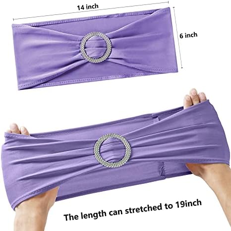 Lavender Chair Sashes 50 Pack, Spandex Chair Bands with Buckles for Wedding Party, Elastic Chairs Bows for Birthday Decoration - Image 5