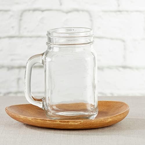 Kate Aspen 12PCS 16 oz. Large Glass Jars with Handles, Mason Jars Mugs, Wide Mouth Drinking Glass and DIY Favor Decor for Wedding, Bridal Shower, Baby Shower Party (No Lids) by KateAspen