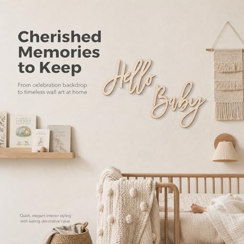 Hello Baby Backdrop Wooden Sign Round Gender Reveal Background Photo Decor - Image 7