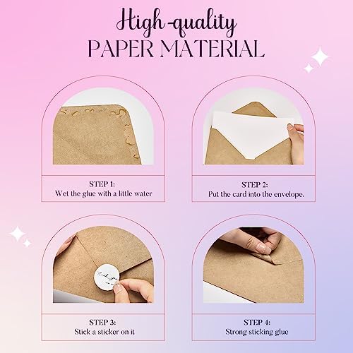 ACSTEP 2400PACK Kraft 5X7 Envelopes,Brown A7 Envelopes Self Seal for Weddings, Invitations, Photos, Postcards, Greeting Cards Mailing,Baby Shower, Graduation With Thank You Stickers - Image 4