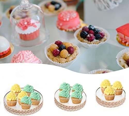 3 Piece Set Gold Crystal Cake Holder Wedding Dessert Metal upcake Stand Set with Mirror Plate Birthday Party Decorations for Tables - Image 6
