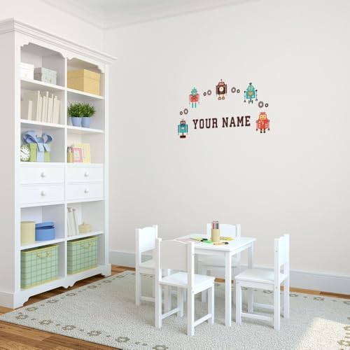 Oliver's Labels Premium Name Wall Decals - Matte Finish Personalized Wall Art for Kids' Rooms & Nurseries (Retro Robots) - Image 2
