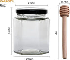 6 oz 25 Pack Hexagon Glass Honey Jars with Black Lids - Image 2