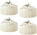 4 Pack Ivory Round Spandex Tablecloths, 5FT/60In Stretchy Table Cloth with Skirt, Washable Fitted Tablecloth, Circle Wrinkle Free Table Cover for Wedding Party Dining Banquet Event by Torrowsrort
