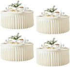 4 Pack Ivory Round Spandex Tablecloths, 5FT/60In Stretchy Table Cloth with Skirt, Washable Fitted Tablecloth, Circle Wrinkle Free Table Cover for Wedding Party Dining Banquet Event by Torrowsrort