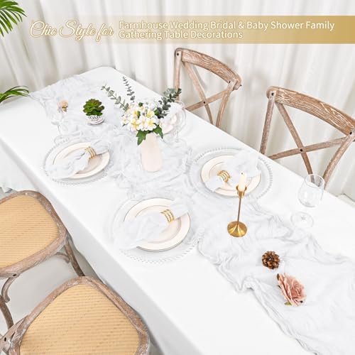 Cloth Napkins Set of 60 White Cloth Napkins 20x20inch Cheesecloth Napkin Rustic Boho Gauze Dinner Napkin Cloth Washable Elegant Table Napkins Bulk for Wedding Party Bridal Baby Shower Table Decor - Image 5