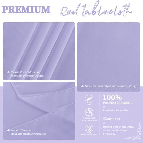 YMHPRIDE 6 Pack Round Tablecloth Lavender Table Cloths 90 Inch Polyester Round Tablecloth,Lavender Tablecloths Round 90 inch Washable Fabric Table Covers for Wedding,Party,Dining,Banquet - Image 3