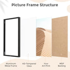 FLYJOE 17x22 Metal Picture Frame - Black Aluminum Picture Frames with Real Glass, Wall Mounting Horizontally or Vertically, Diploma, Certificates and Decor for Wall Gallery 22x17 Frame, Black - Image 5