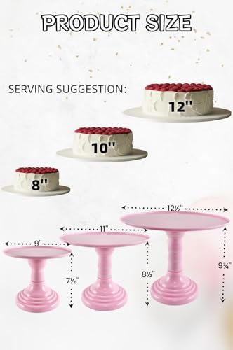 3 Pcs Pink Cake Stand Set Round Plastic Cupcake Stand Holder Dessert Table Display Set, Dessert Serving Platter for Tea Party, Birthday, Wedding, Baby Shower - Image 2
