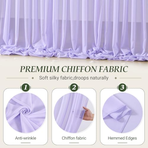 20ft×10ft Wrinkle Free Lavender Purple Backdrop Curtain Drapes, 4 Panels 5ftx10ft Sheer Tulle Chiffon Backdrop Panels Curtains for Wedding Baby Shower Birthday Party Stage Photo Home Decorations - Image 5