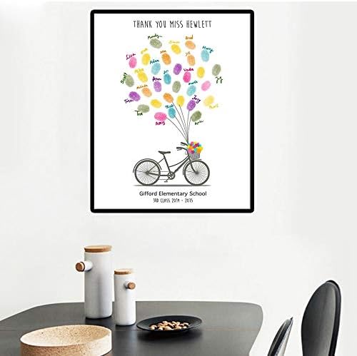 DIY Fingerprint Painting Canvas Bicycle Balloons Guest Book with Ink Pad Personalized Sign in Book for Wedding Graduation Teacher Retirement Party Decorations -60x80cm - Image 4